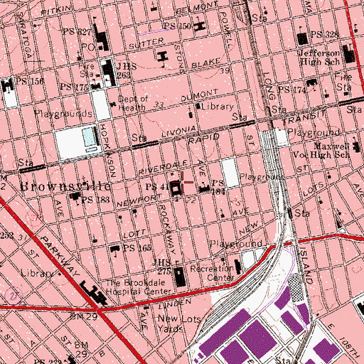 Topographic Map of Public School 41, NY