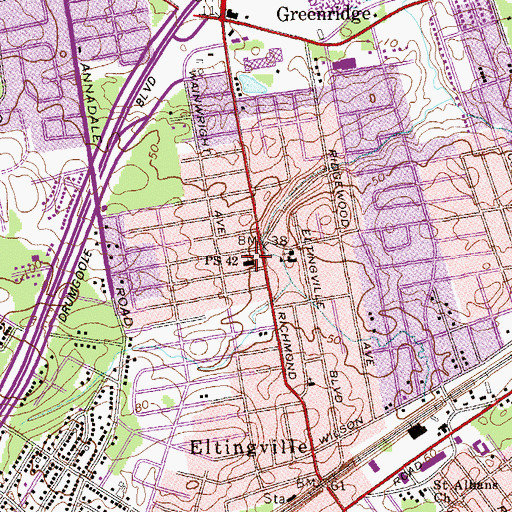 Topographic Map of Public School 42, NY