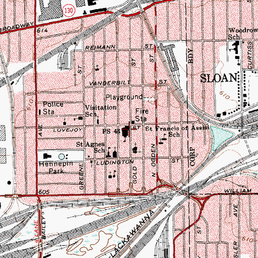 Topographic Map of Public School 43, NY