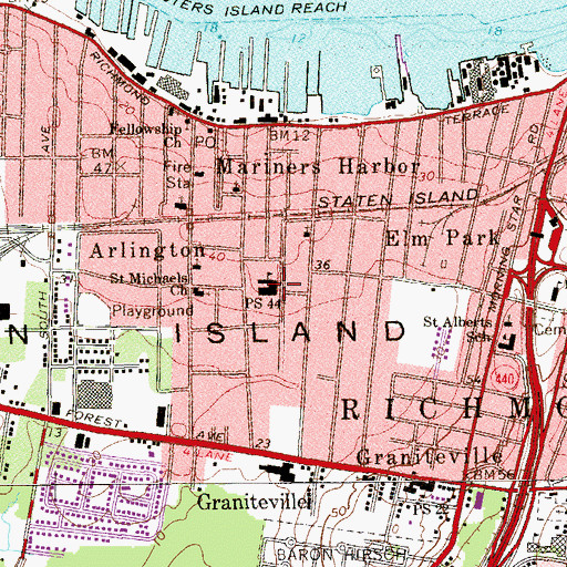 Topographic Map of Public School 44, NY