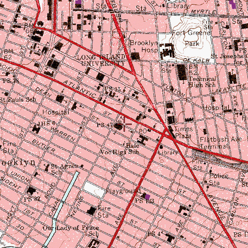 Topographic Map of Public School 47, NY