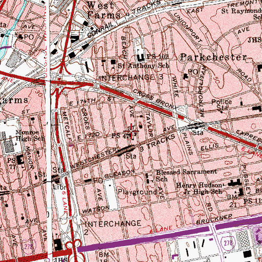 Topographic Map of Public School 47, NY