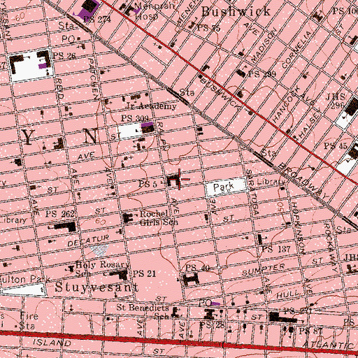 Topographic Map of Public School 5, NY