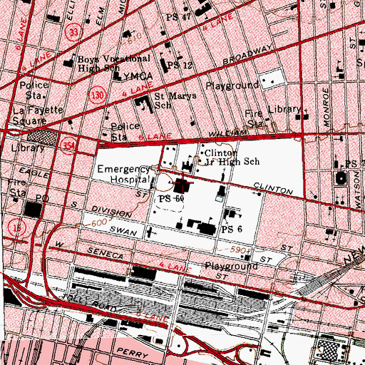 Topographic Map of South Park High School, NY