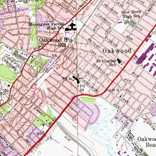 Topographic Map of Public School 50, NY