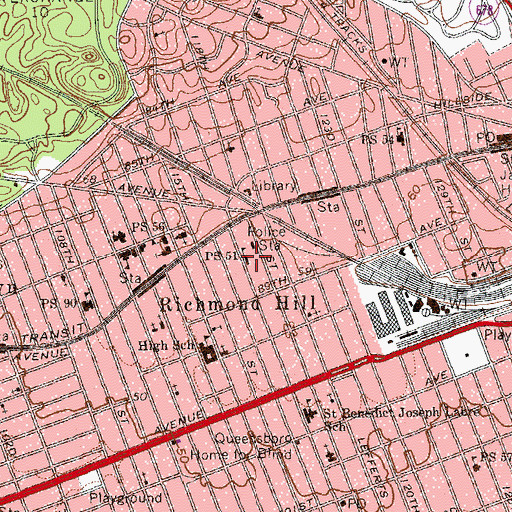 Topographic Map of Public School 51, NY