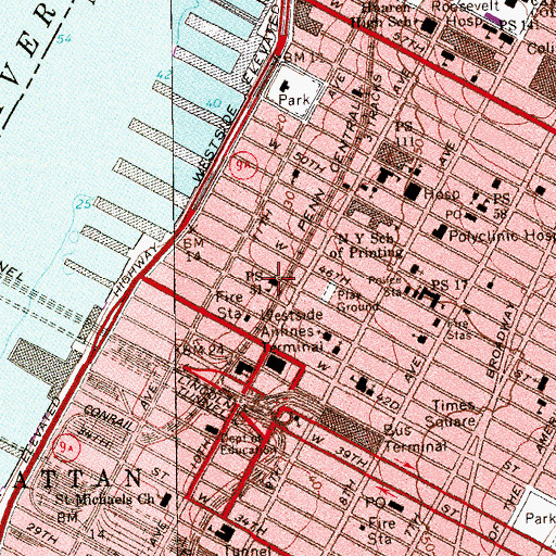 Topographic Map of Public School 51, NY