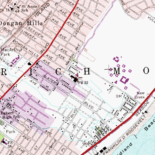 Topographic Map of Public School 52, NY