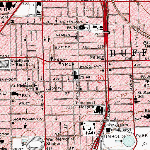 Topographic Map of Community School 53, NY