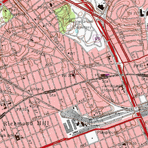 Topographic Map of Public School 54, NY