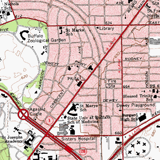 Topographic Map of Public School 54, NY