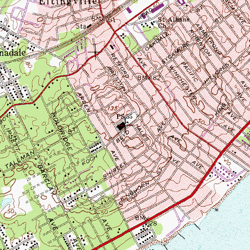 Topographic Map of Public School 55, NY