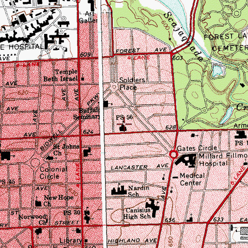 Topographic Map of Public School 56, NY