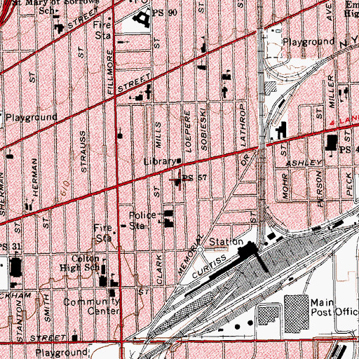 Topographic Map of Public School 57, NY