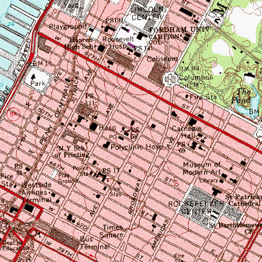 Topographic Map of Public School 58, NY