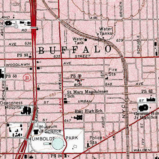 Topographic Map of Public School 59, NY