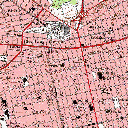 Topographic Map of Public School 63, NY