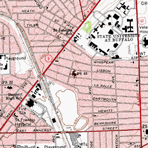 Topographic Map of Public School 63, NY