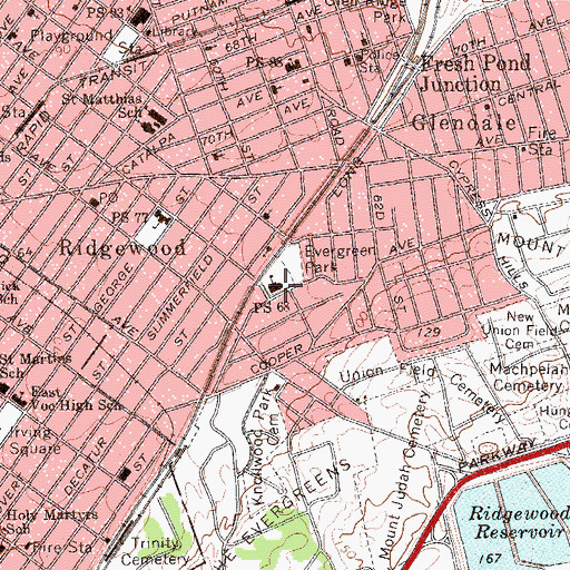 Topographic Map of Public School 68, NY