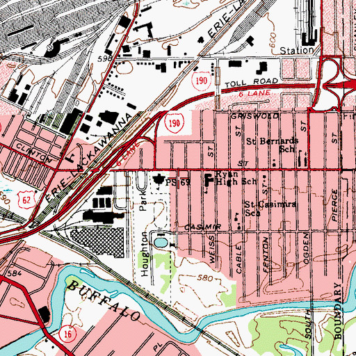 Topographic Map of Public School 69, NY