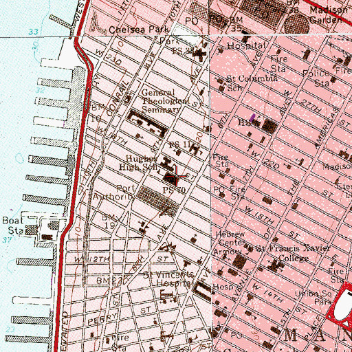 Topographic Map of Public School 70 (historical), NY