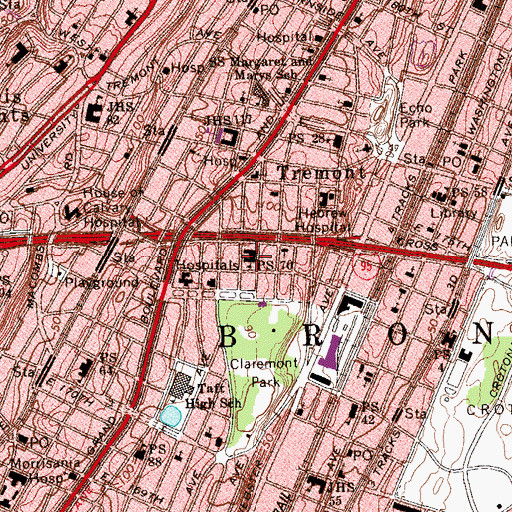 Topographic Map of Public School 70, NY