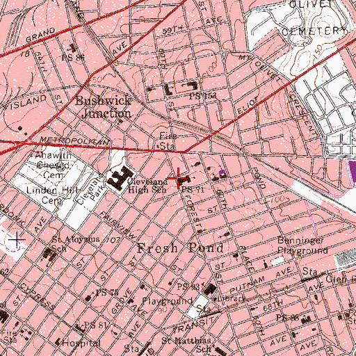 Topographic Map of Public School 71, NY