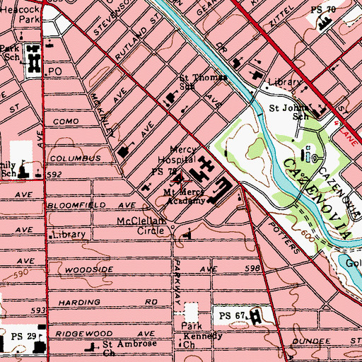 Topographic Map of Lorraine Elementary School, NY