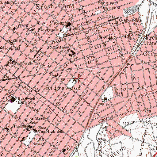 Topographic Map of Intermediate School 77, NY