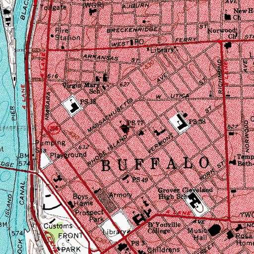 Topographic Map of Herman Badillo Community School, NY