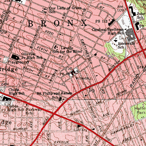 Topographic Map of Public School 78, NY