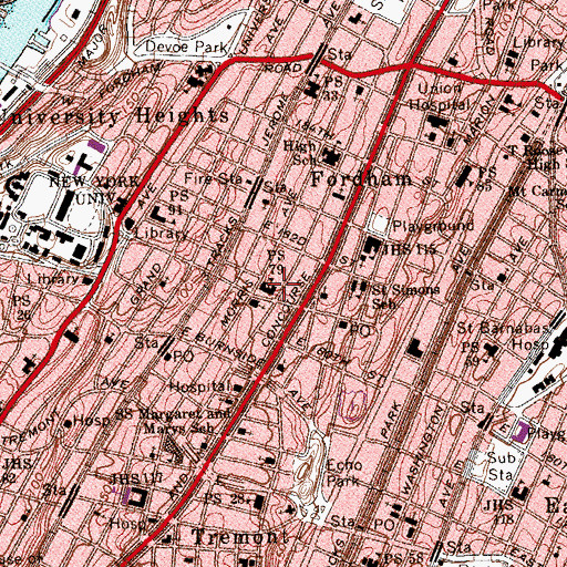 Topographic Map of Public School 79, NY
