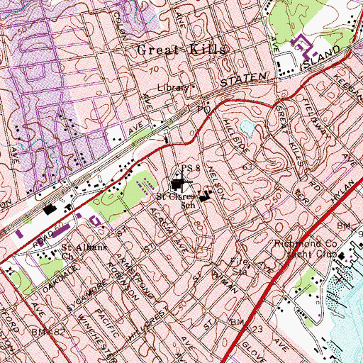 Topographic Map of Public School 8, NY