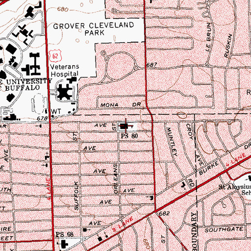 Topographic Map of Highgate Heights School, NY