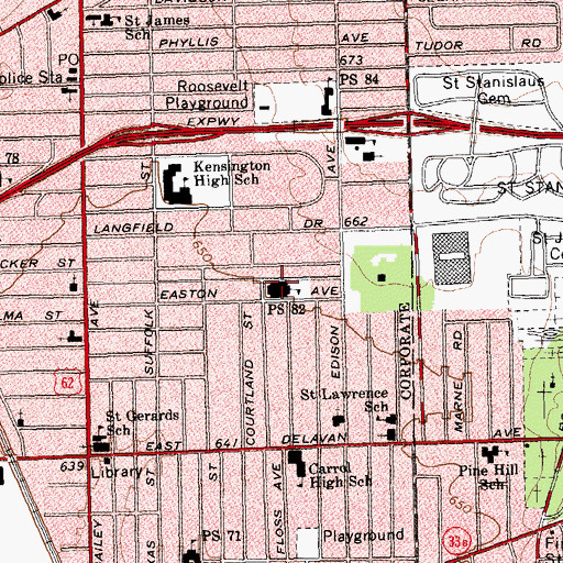 Topographic Map of Public School 82, NY