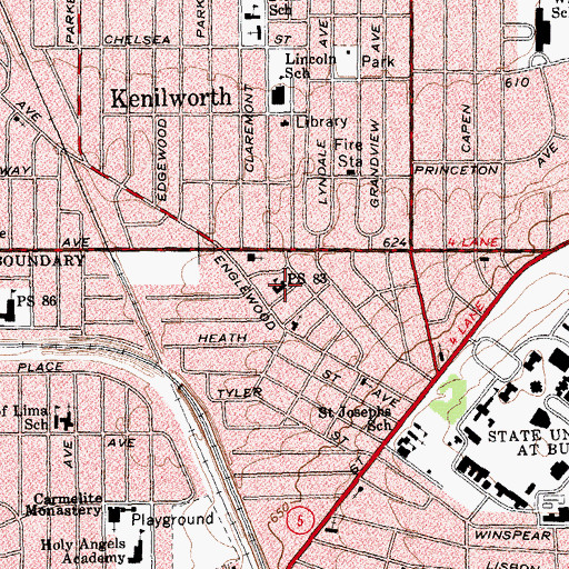 Topographic Map of Public School 83, NY