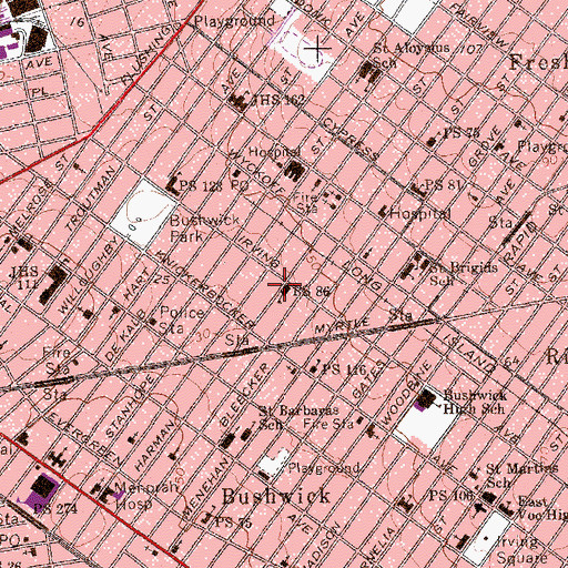 Topographic Map of Public School 86, NY