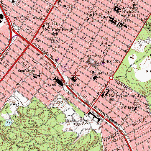 Topographic Map of Middle School 88, NY