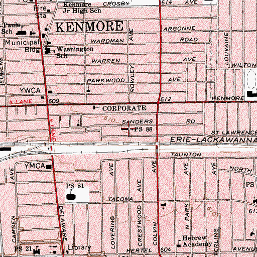 Topographic Map of Public School 88, NY