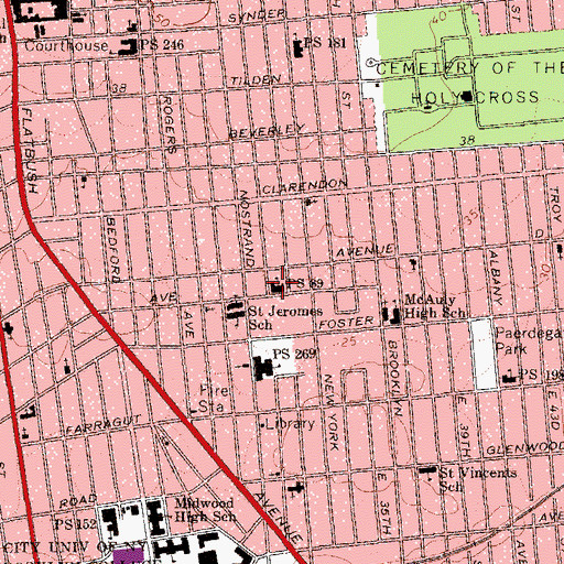 Topographic Map of Public School 89, NY