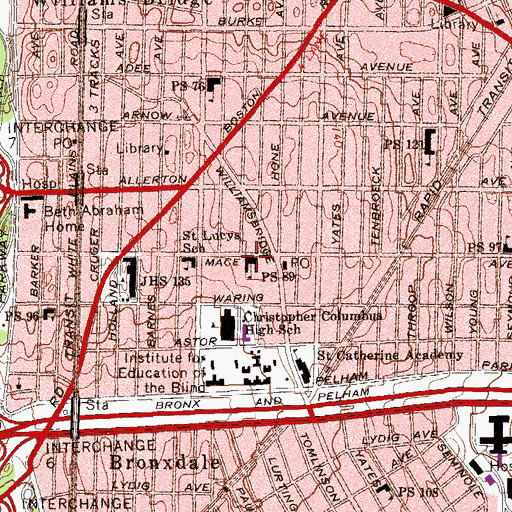 Topographic Map of Public School 89, NY