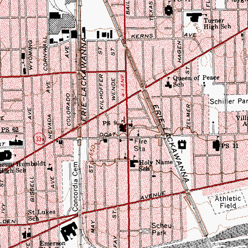 Topographic Map of Public School 9, NY