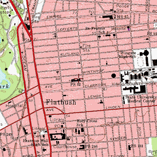 Topographic Map of Public School 92, NY