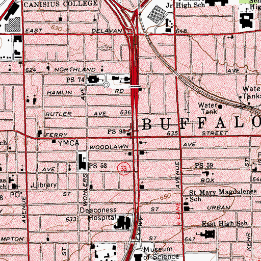 Topographic Map of Public School 93, NY