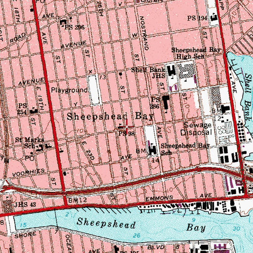 Topographic Map of Public School 98 (historical), NY