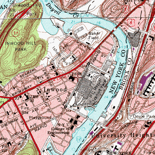 Topographic Map of Public School 98, NY