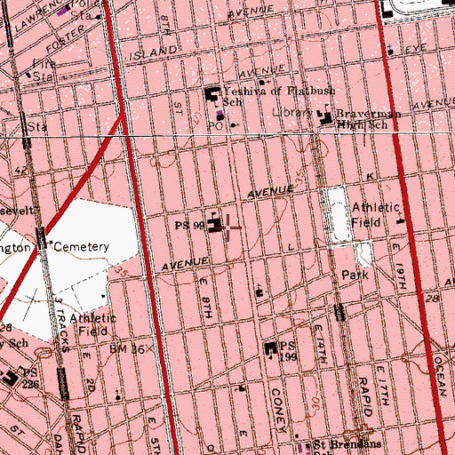Topographic Map of Public School 99, NY