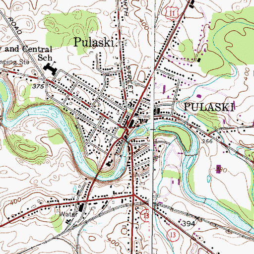 Topographic Map of Pulaski, NY