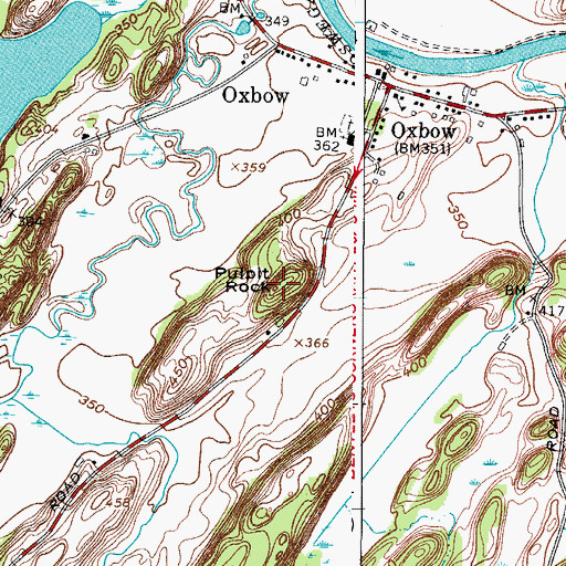 Topographic Map of Pulpit Rock, NY