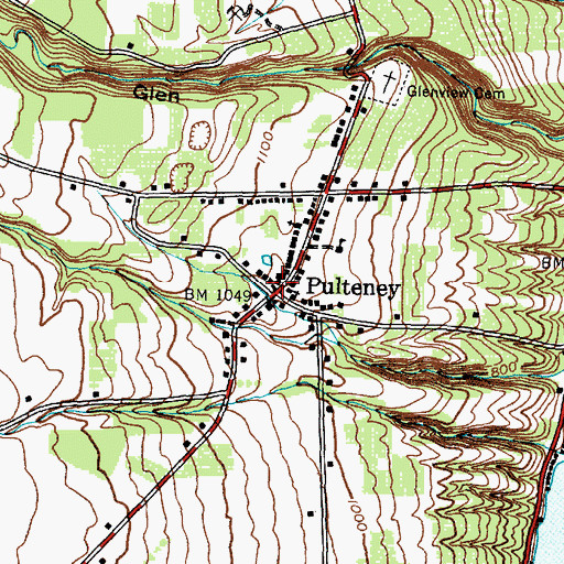 Topographic Map of Pulteney, NY